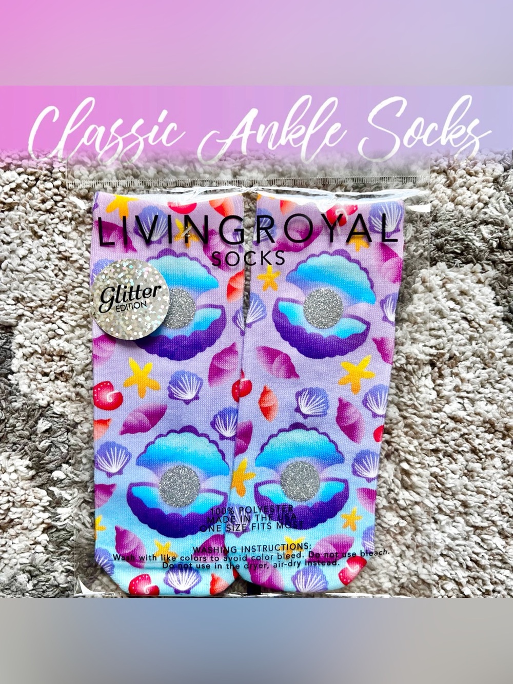 Rare! Living Royal Glitter Edition Mermaid Shell Socks | Discontinued
